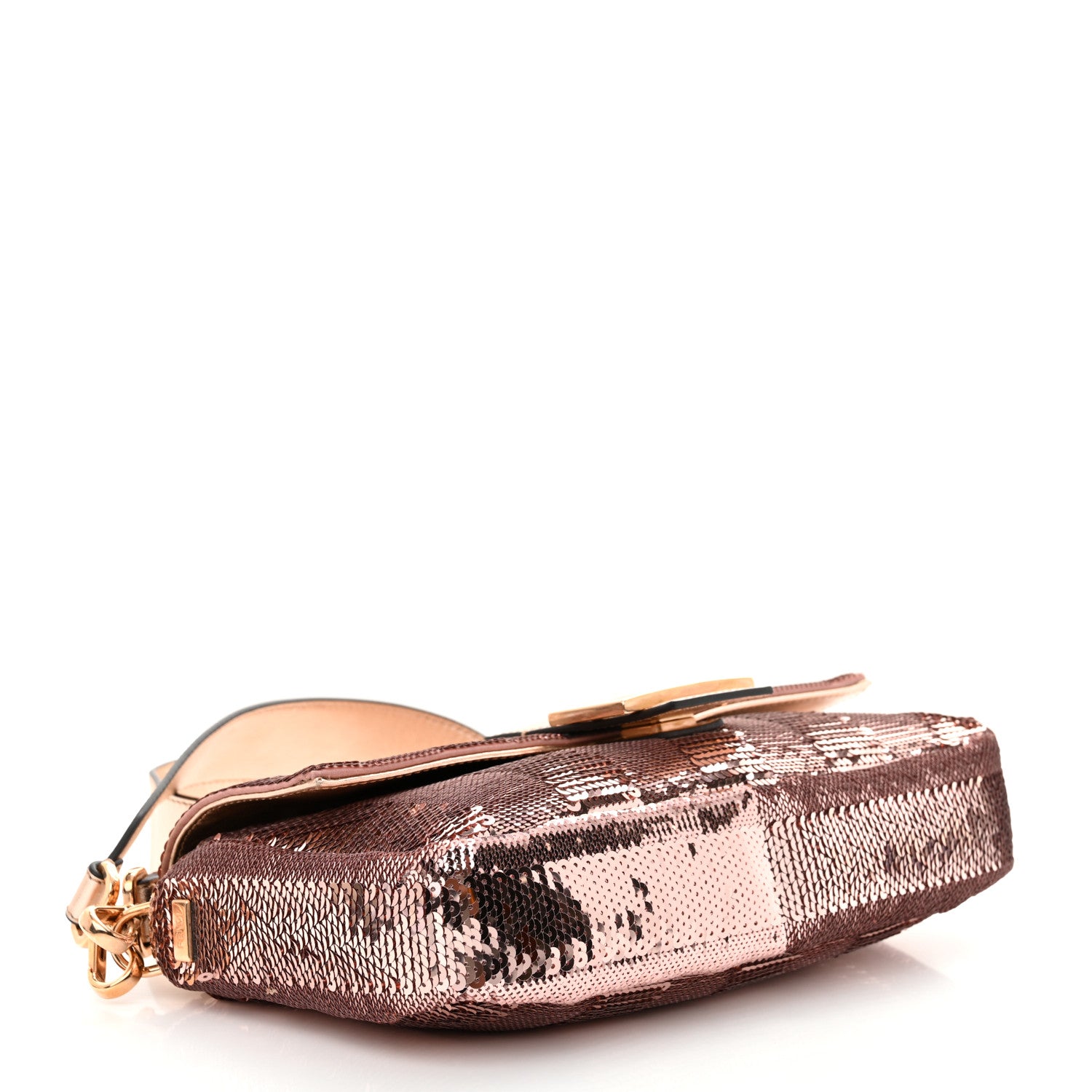 Fendi Sequin Metallic Nappa Pequin Baguette Rame 4 of 10