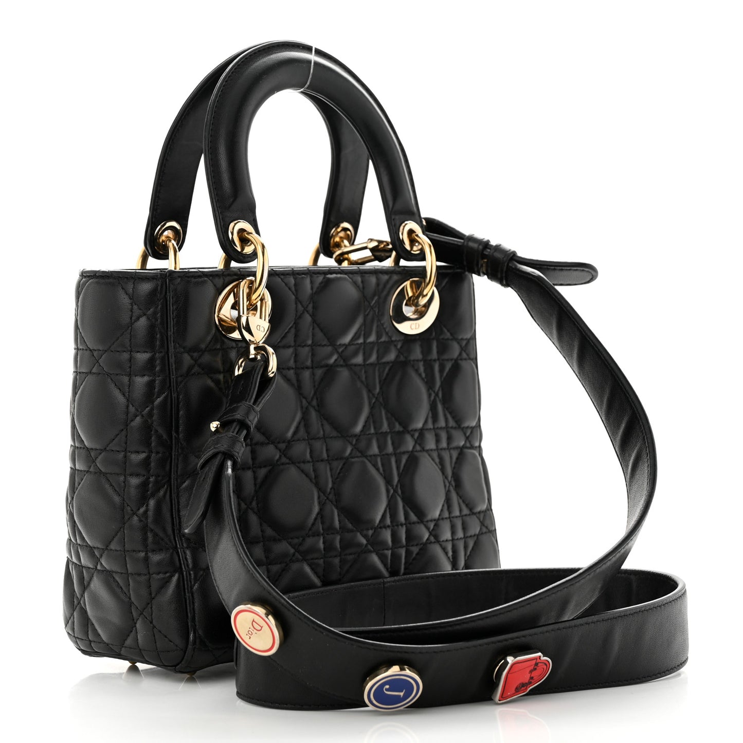 Lambskin Cannage Small Lucky Badges My Lady Dior Black