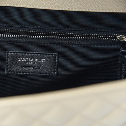 Saint Laurent Grain De Poudre Mixed Matelasse Large Triquilt Monogram Satchel Nude Powder 6 of 10