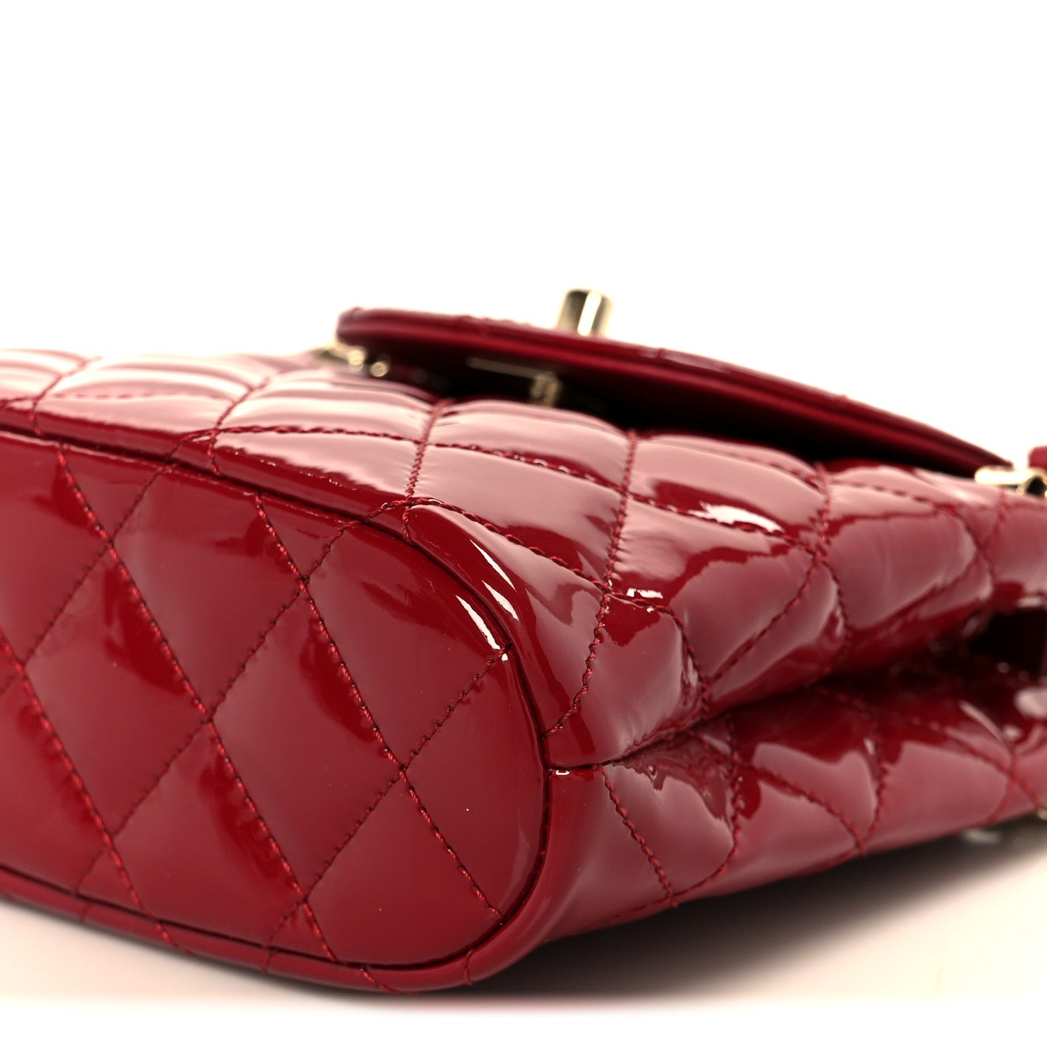 Chanel Patent Quilted Shiny Coco Small Flap Hobo Red 11 of 12