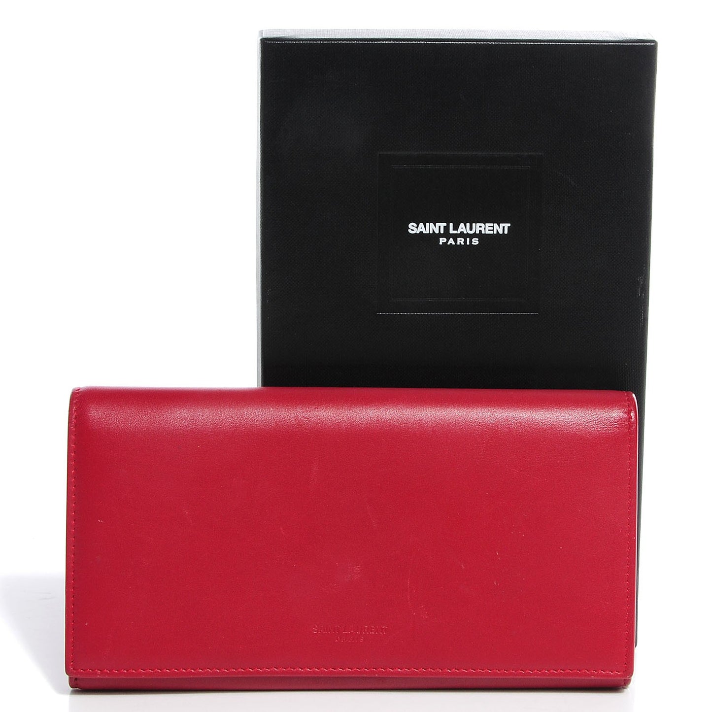 Leather Classic Large Marquage Flap Wallet Red