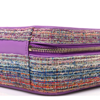 Chanel Tweed Quilted Medium CC Filigree Vanity Case Purple Multicolor 9 of 9