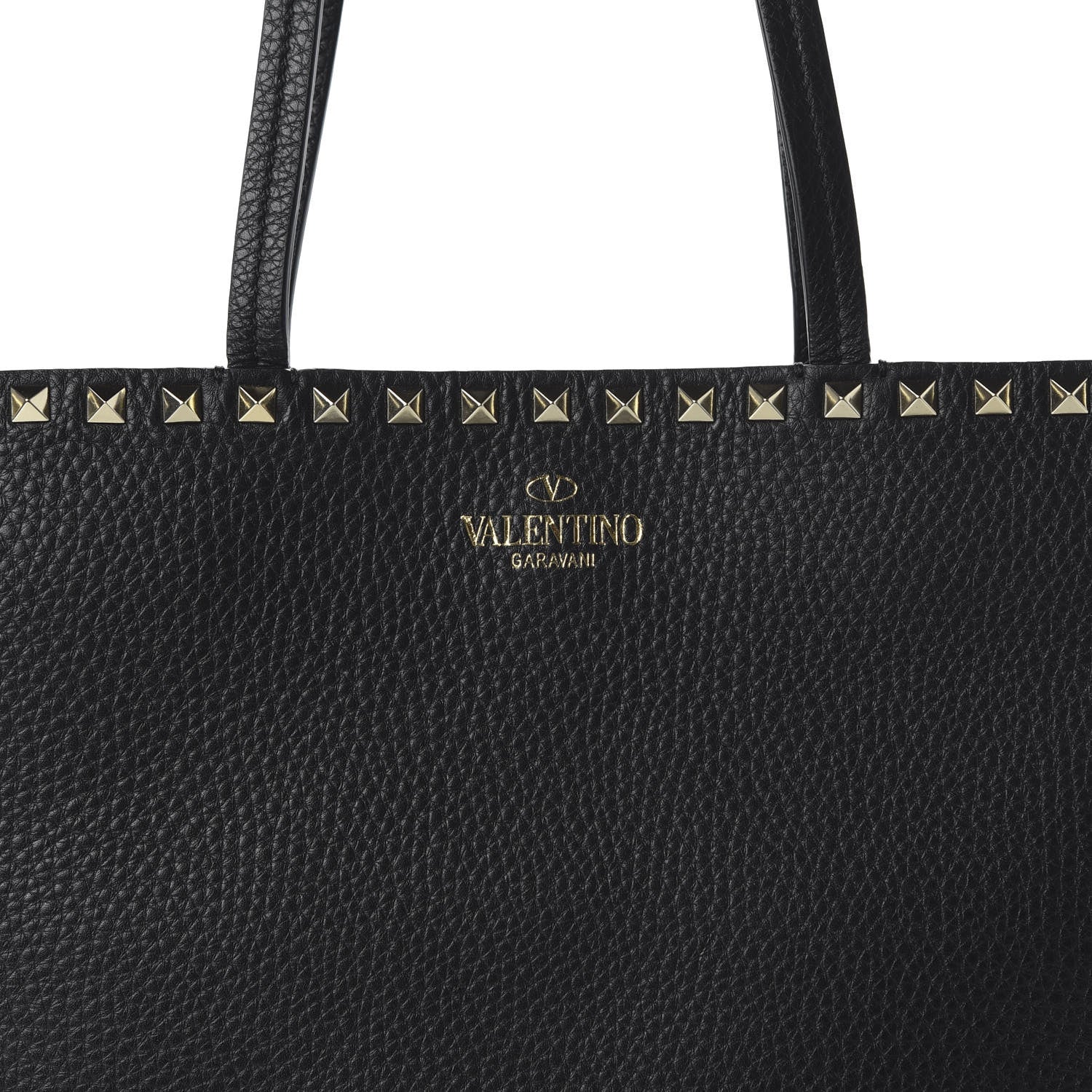 Valentino Garavani Grained Calfskin Rockstud Shoulder Tote Black 9 of 9