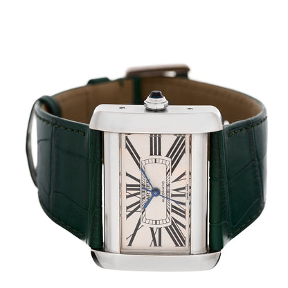 Cartier Stainless Steel Alligator 38mm Tank Divan Automatic Watch Green 2 of 4