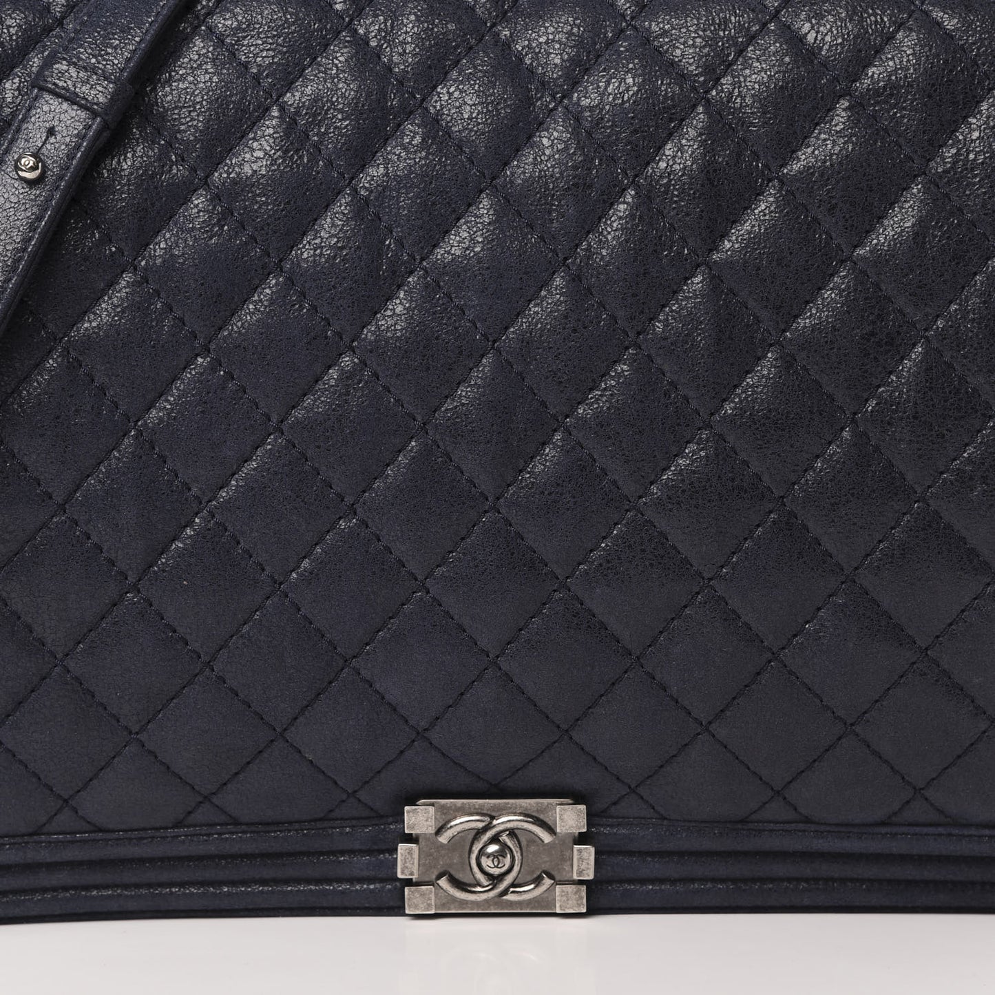 Goatskin Quilted Large Gentle Boy Flap Navy