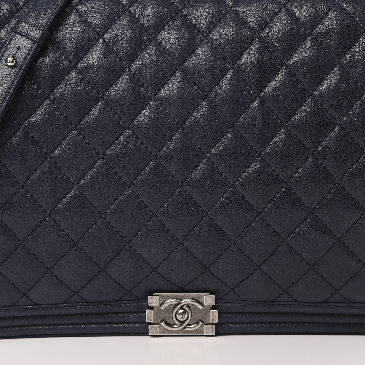 Chanel Goatskin Quilted Large Gentle Boy Flap Navy 8 of 12