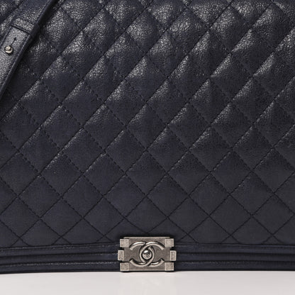 Chanel Goatskin Quilted Large Gentle Boy Flap Navy 8 of 12