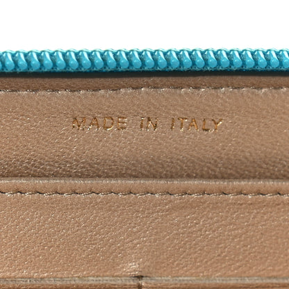 Chanel Lambskin Camellia Embossed Large Gusset Zip Around Wallet Blue 8 of 15