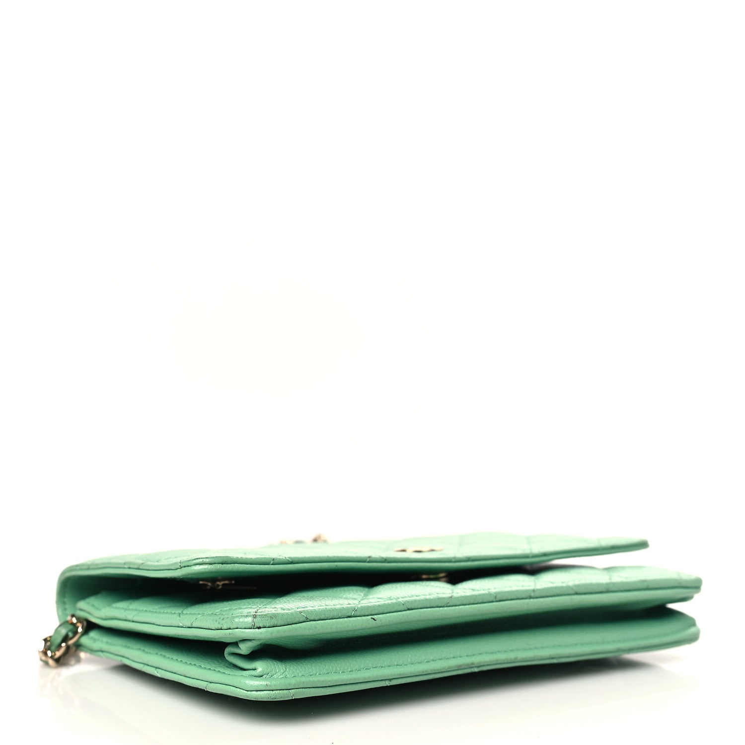 Chanel Caviar Quilted Wallet on Chain WOC Green 4 of 13