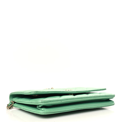 Chanel Caviar Quilted Wallet on Chain WOC Green 4 of 13