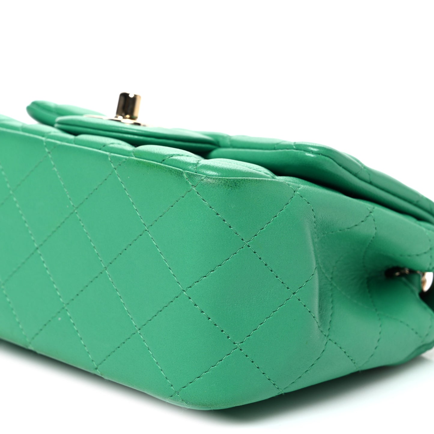 Lambskin Quilted Mini Square Flap Green