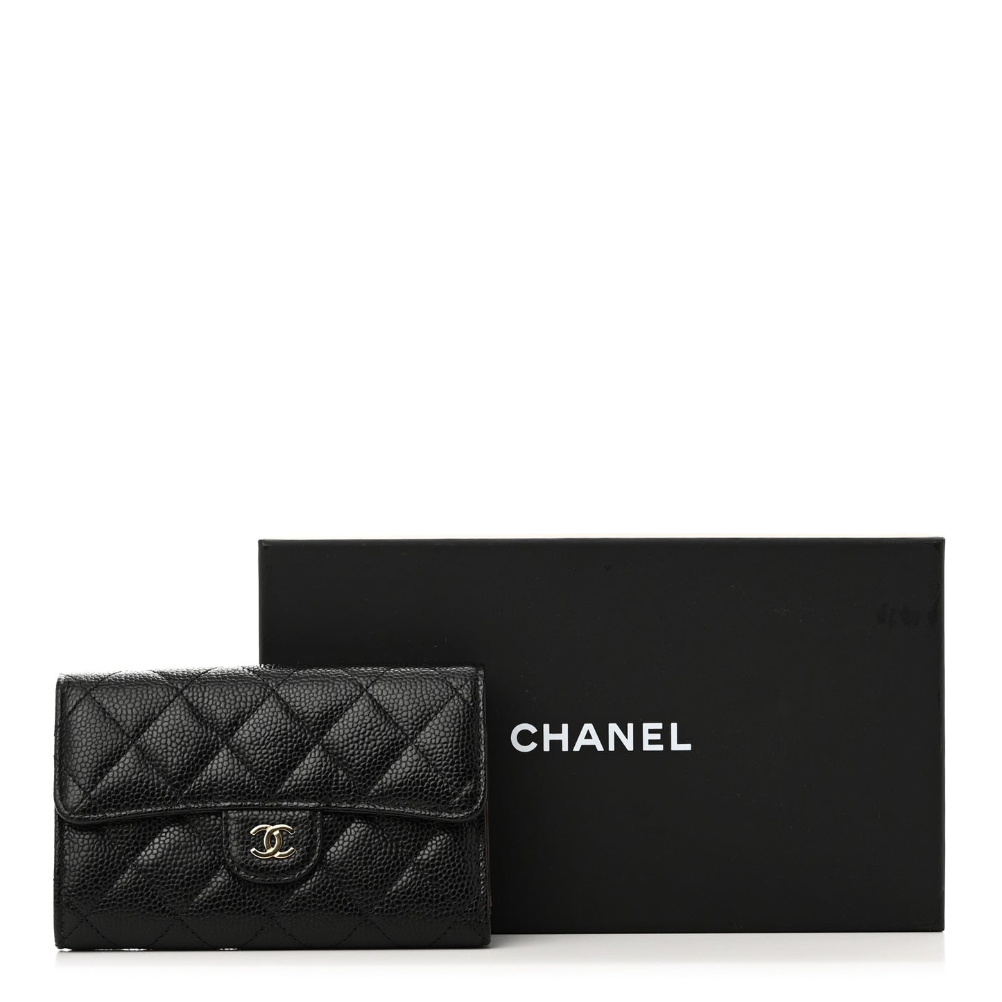 Caviar Quilted Medium Flap Wallet Black