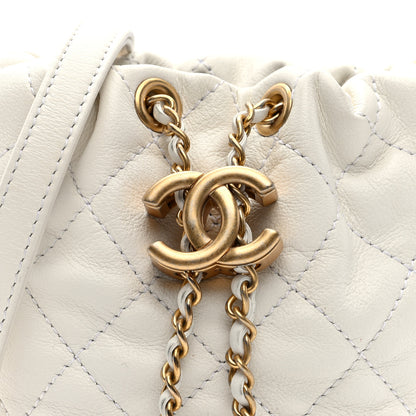 Chanel Calfskin Quilted Pearl Mini About Pearls Drawstring Bucket Bag White 8 of 10