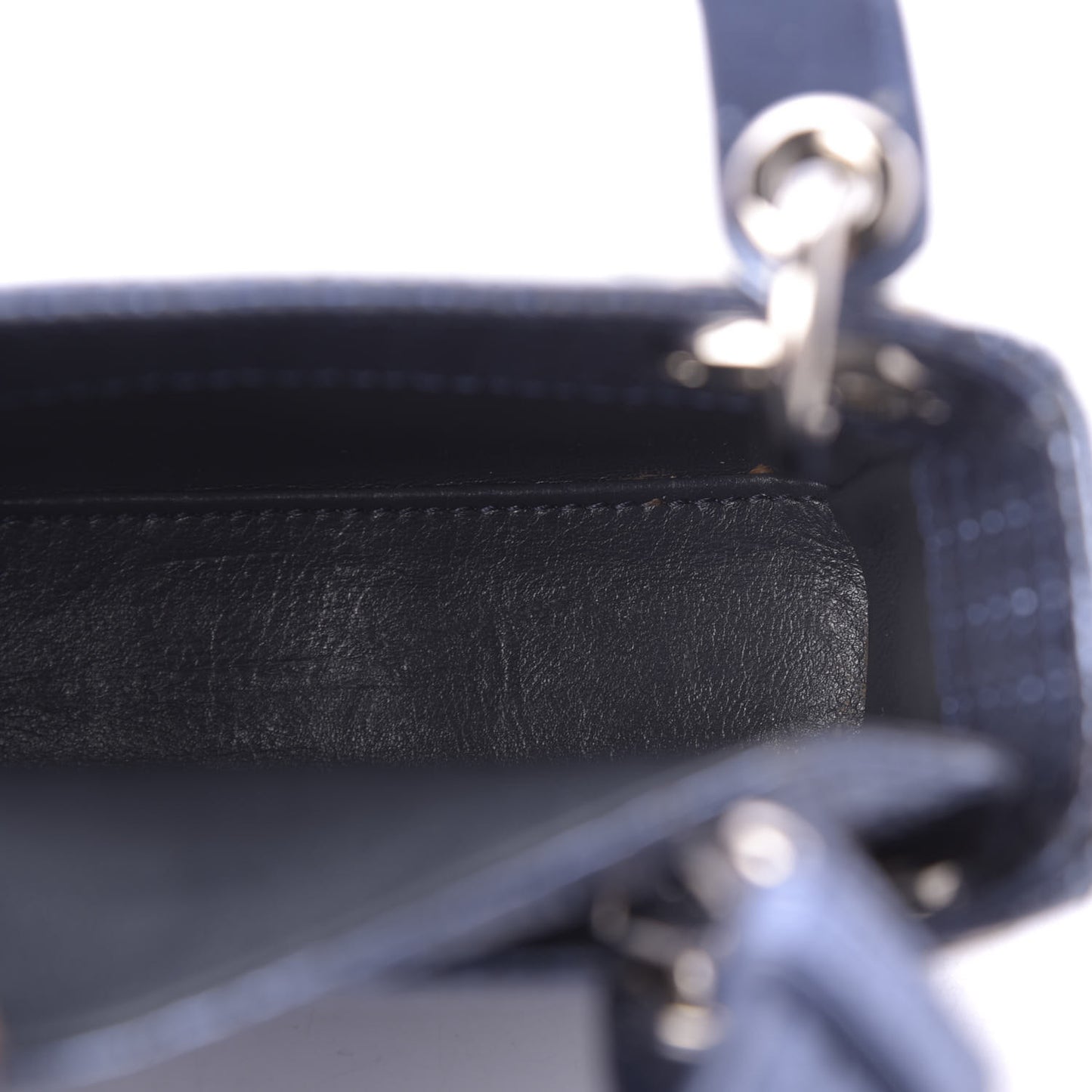 Metallic Patent Micro-Cannage Mini Lady Dior Blue