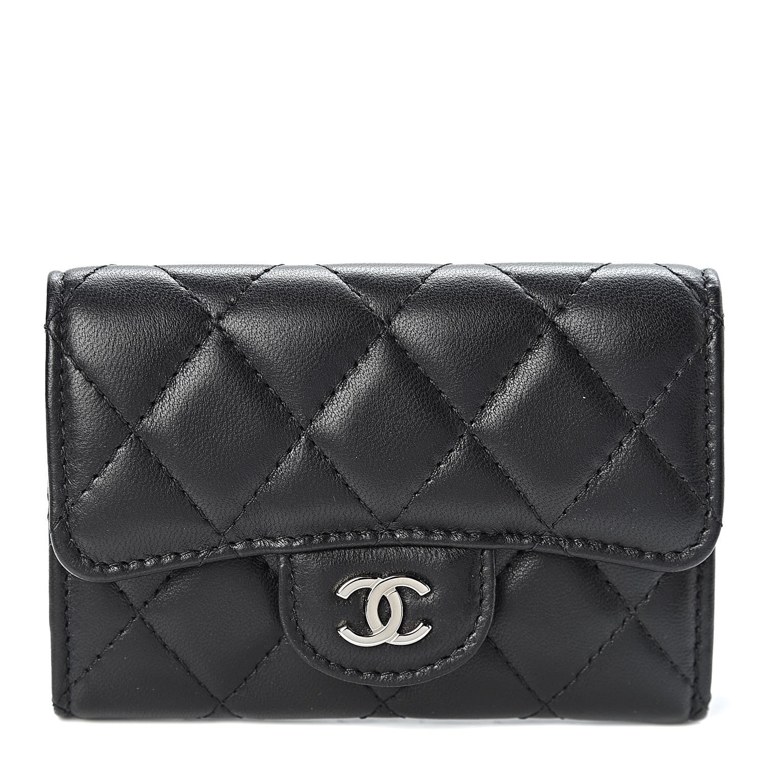 Chanel Lambskin Quilted Flap Card Holder Black 1 of 9