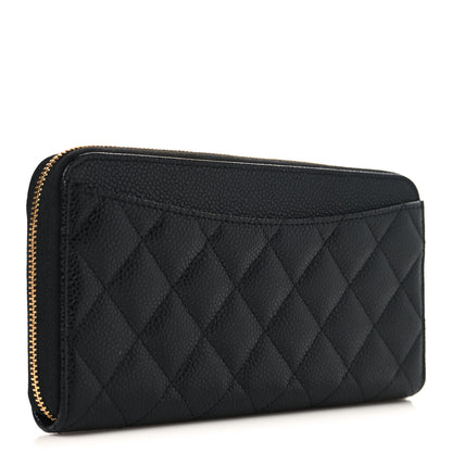 Chanel Caviar Quilted Large Gusset Zip Around Wallet Black 3 of 9