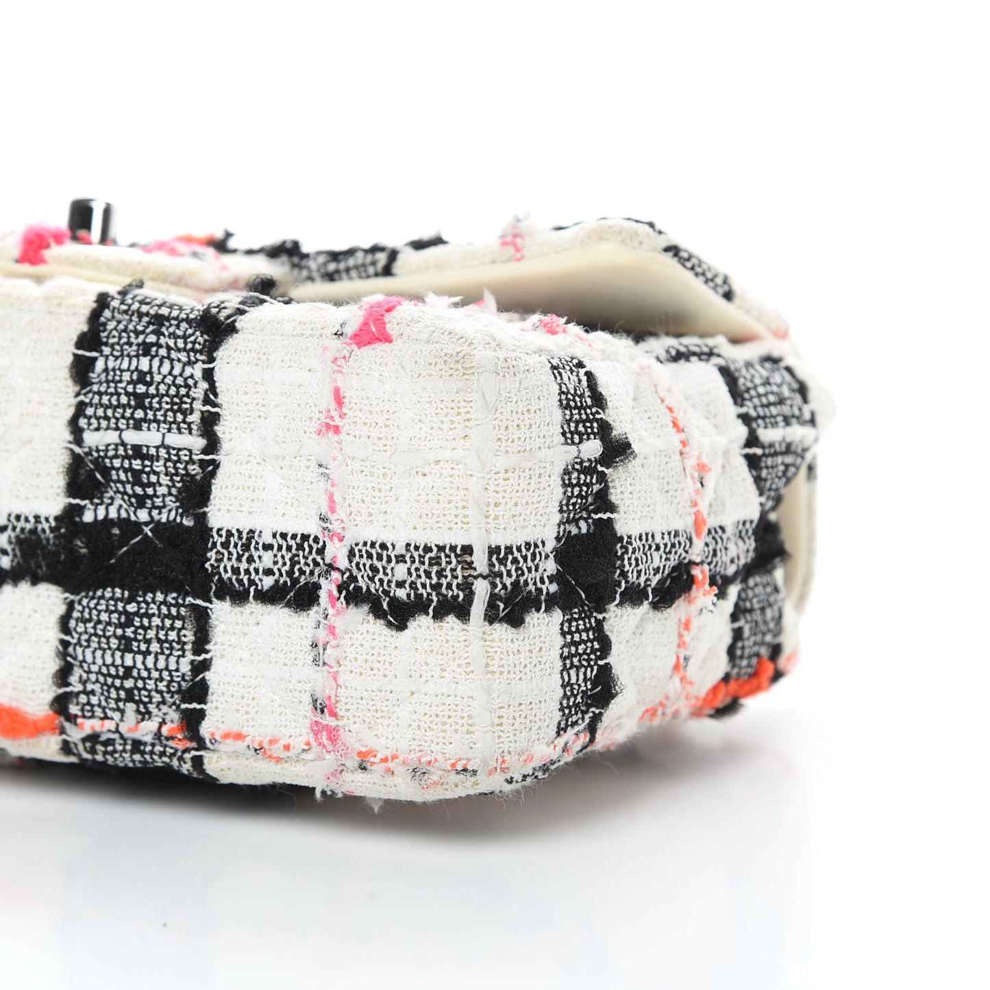 Tweed Quilted Mini Rectangular Flap Black White Pink