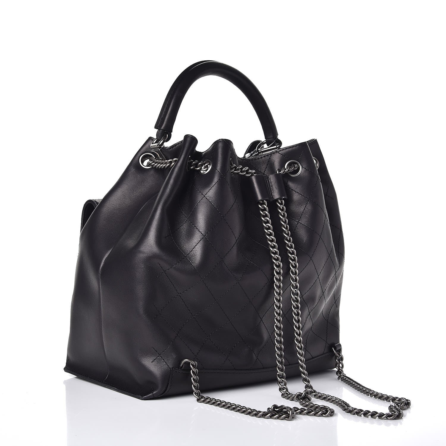 Chanel Calfskin Stitched Large Urban Luxury Drawstring Backpack Black 3 of 8
