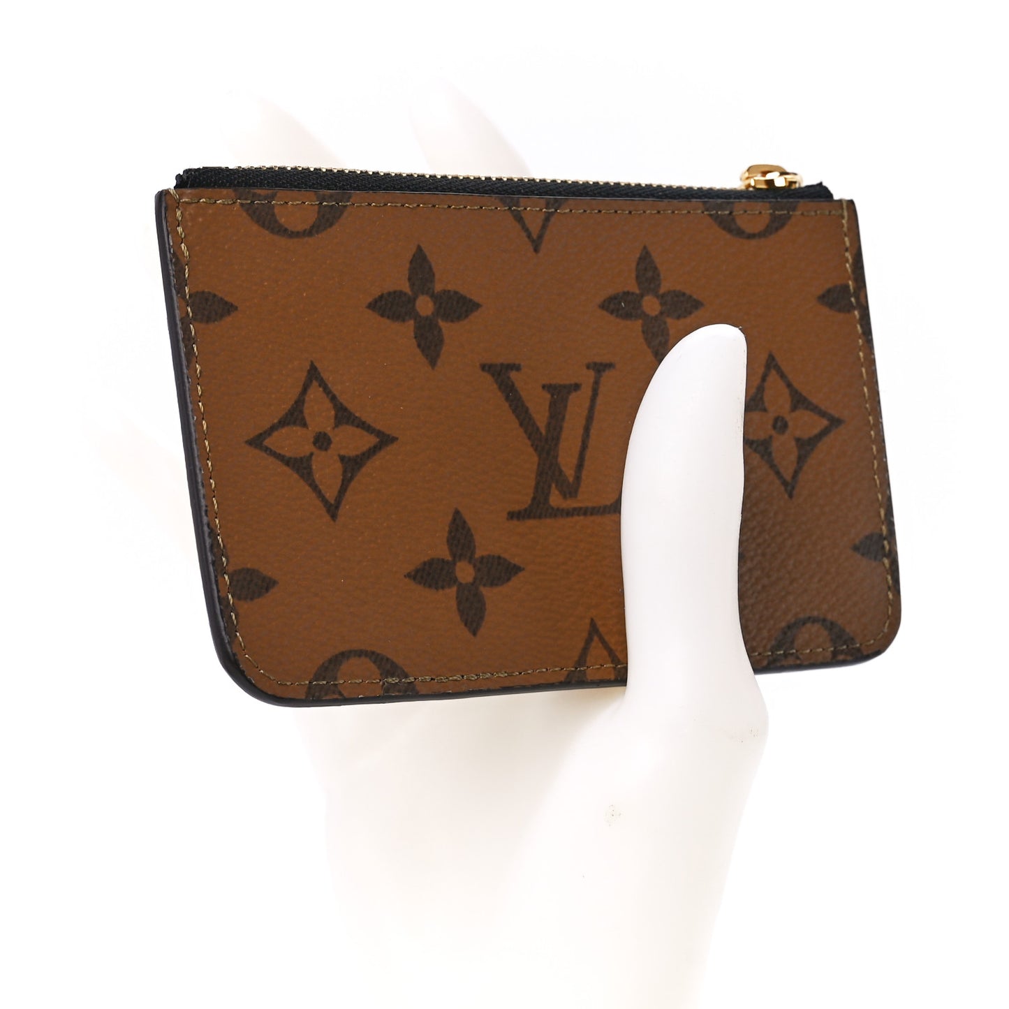 Reverse Monogram Zipped Romy Card Holder