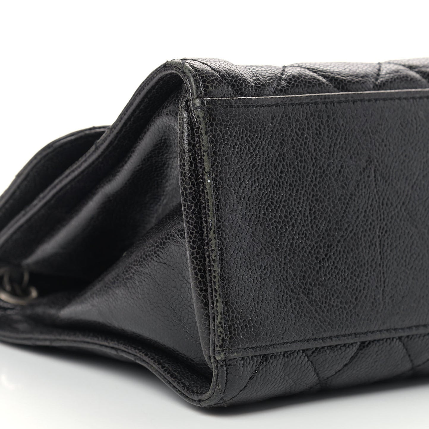 Crumpled Grained Calfskin Jumbo CC Crave Flap Black