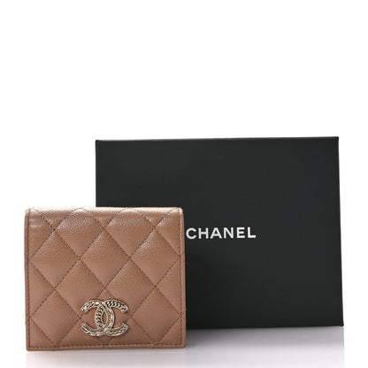 Chanel Caviar Quilted Multi Chain CC Compact Bi-Fold Flap Wallet Beige 9 of 9