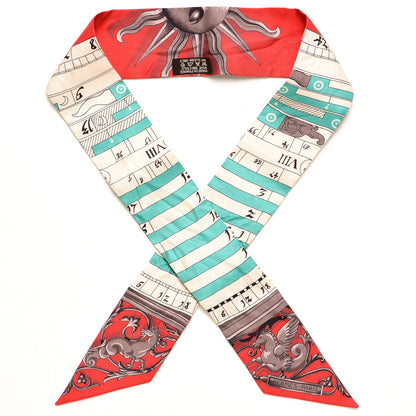 Hermes Silk Astrologie Twilly Rouge Grey Vert 1 of 6