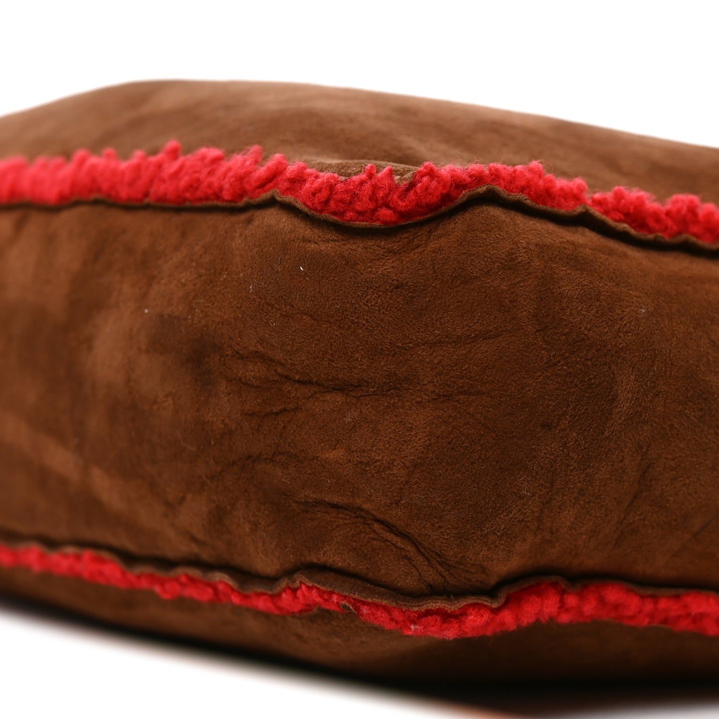 Suede Shearling Shoulder Bag Brown