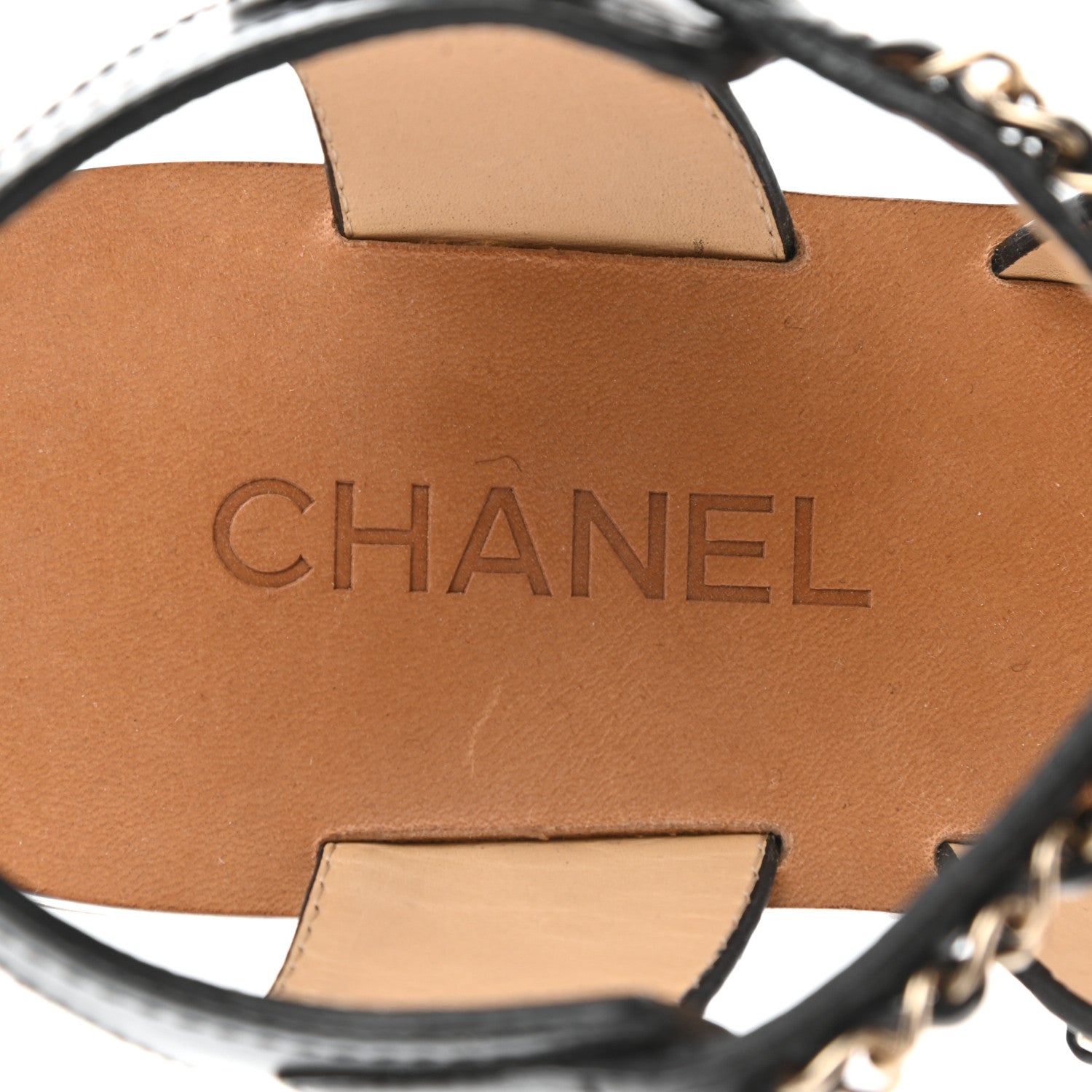 Chanel Calfskin Fantasy Chain Flat Sandals 39 Black 6 of 10