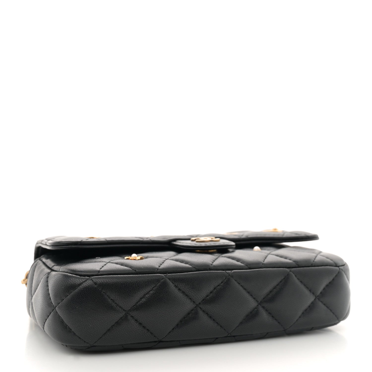 Chanel Lambskin Quilted Charm Flap Phone Holder With Chain Black 4 of 13