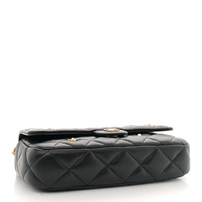 Chanel Lambskin Quilted Charm Flap Phone Holder With Chain Black 4 of 13
