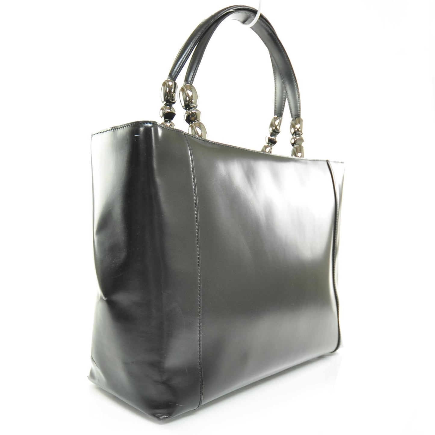 Leather Chrome Beaded Large Tote
