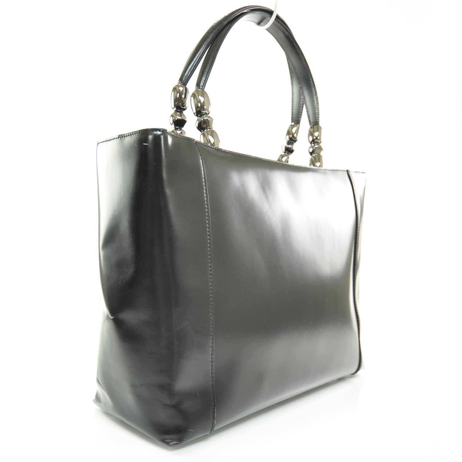 Christian Dior Leather Chrome Beaded Large Tote 3 of 8