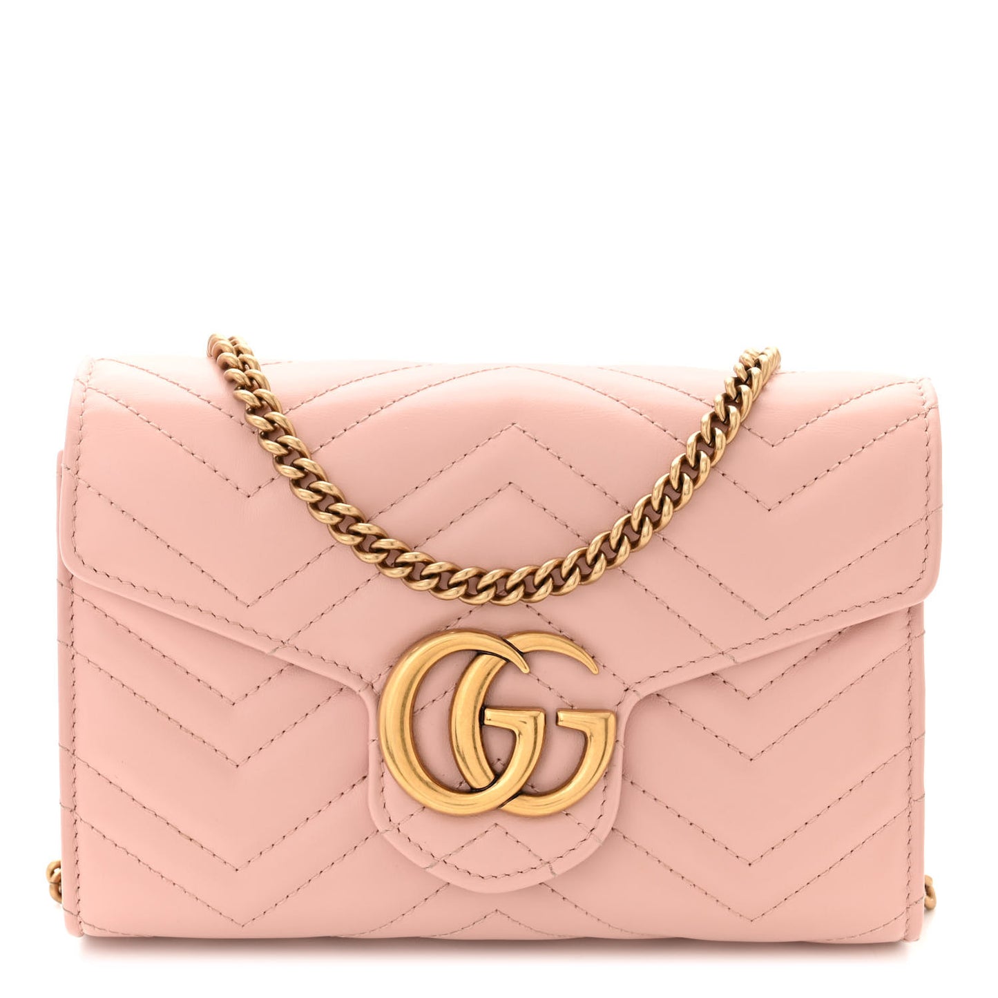 Calfskin Matelasse GG Marmont Chain Wallet Perfect Pink