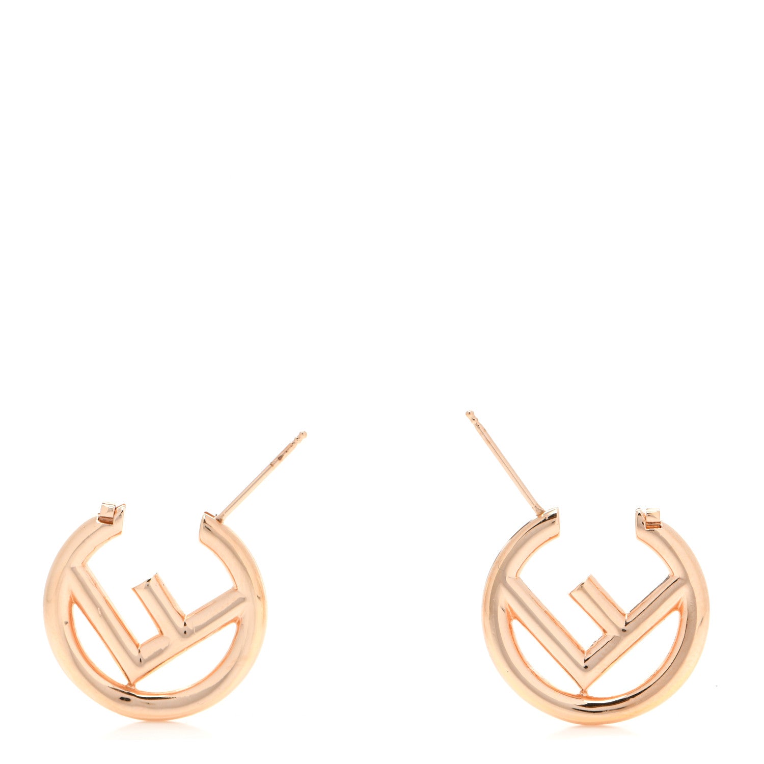 Fendi Metal FF Hoop Earrings Rose Gold 3 of 6