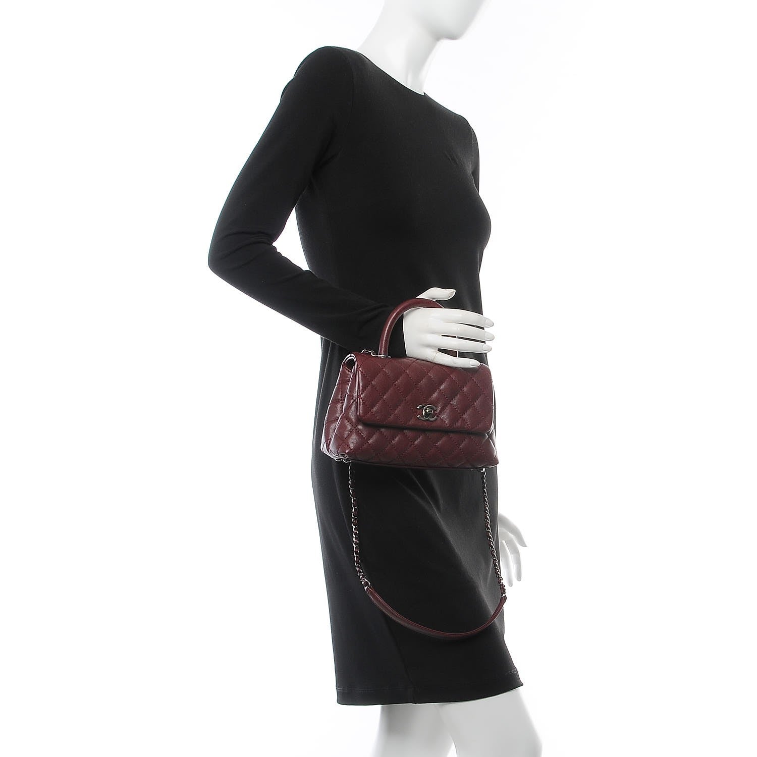 Chanel Caviar Quilted Mini Coco Handle Flap Burgundy 3 of 8
