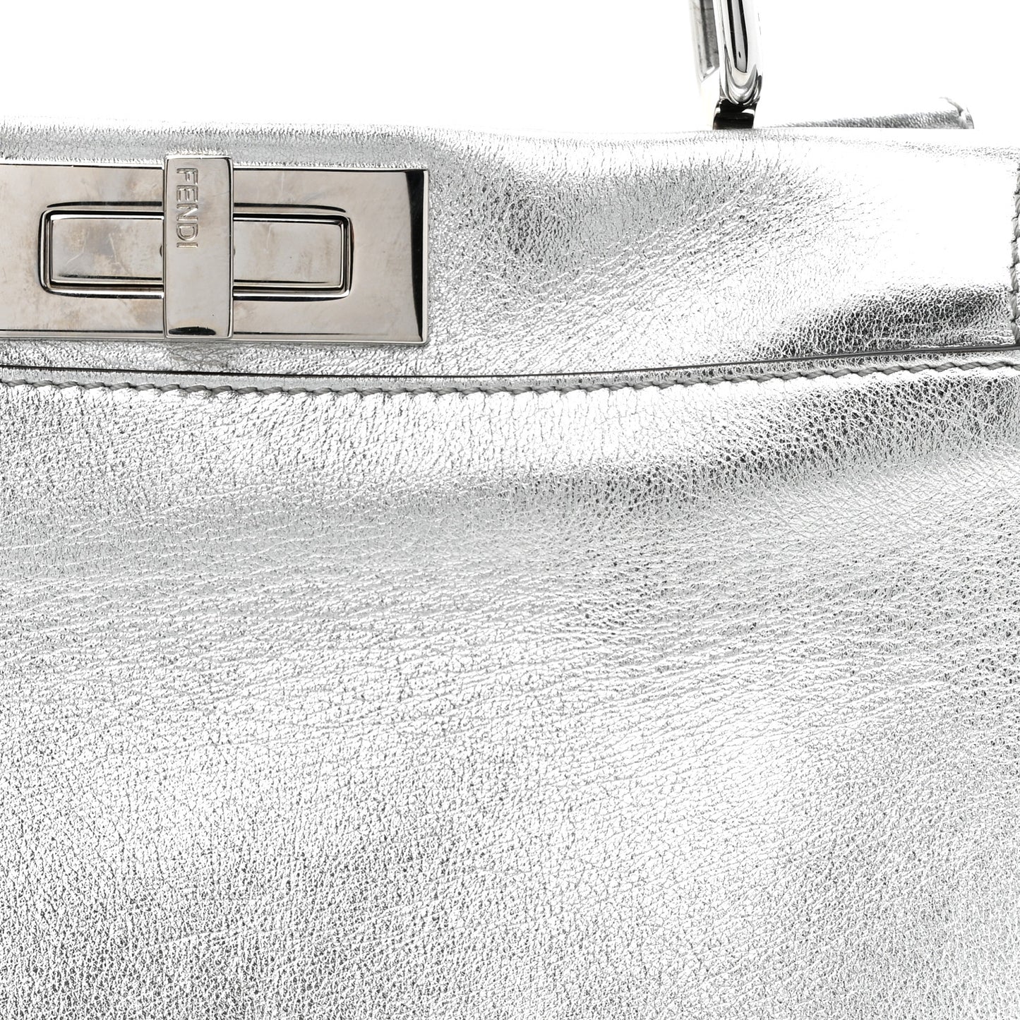 Vitello Catalan Mirror Medium Peekaboo Iconic Satchel Argento