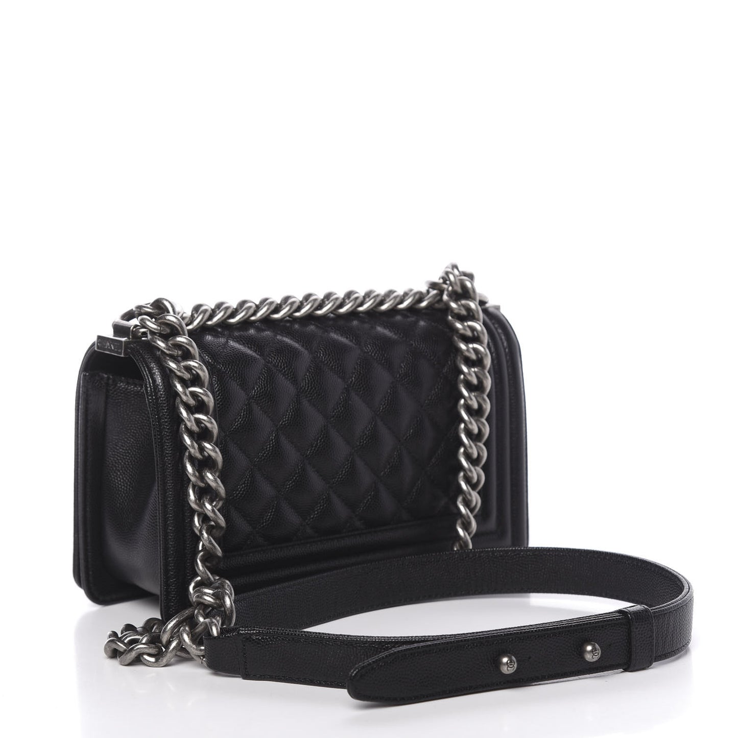 Caviar Quilted Small Boy Flap Black