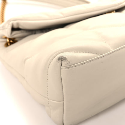 Saint Laurent Lambskin Quilted Small Loulou Puffer Monogram Chain Satchel Blanc Vintage 9 of 16