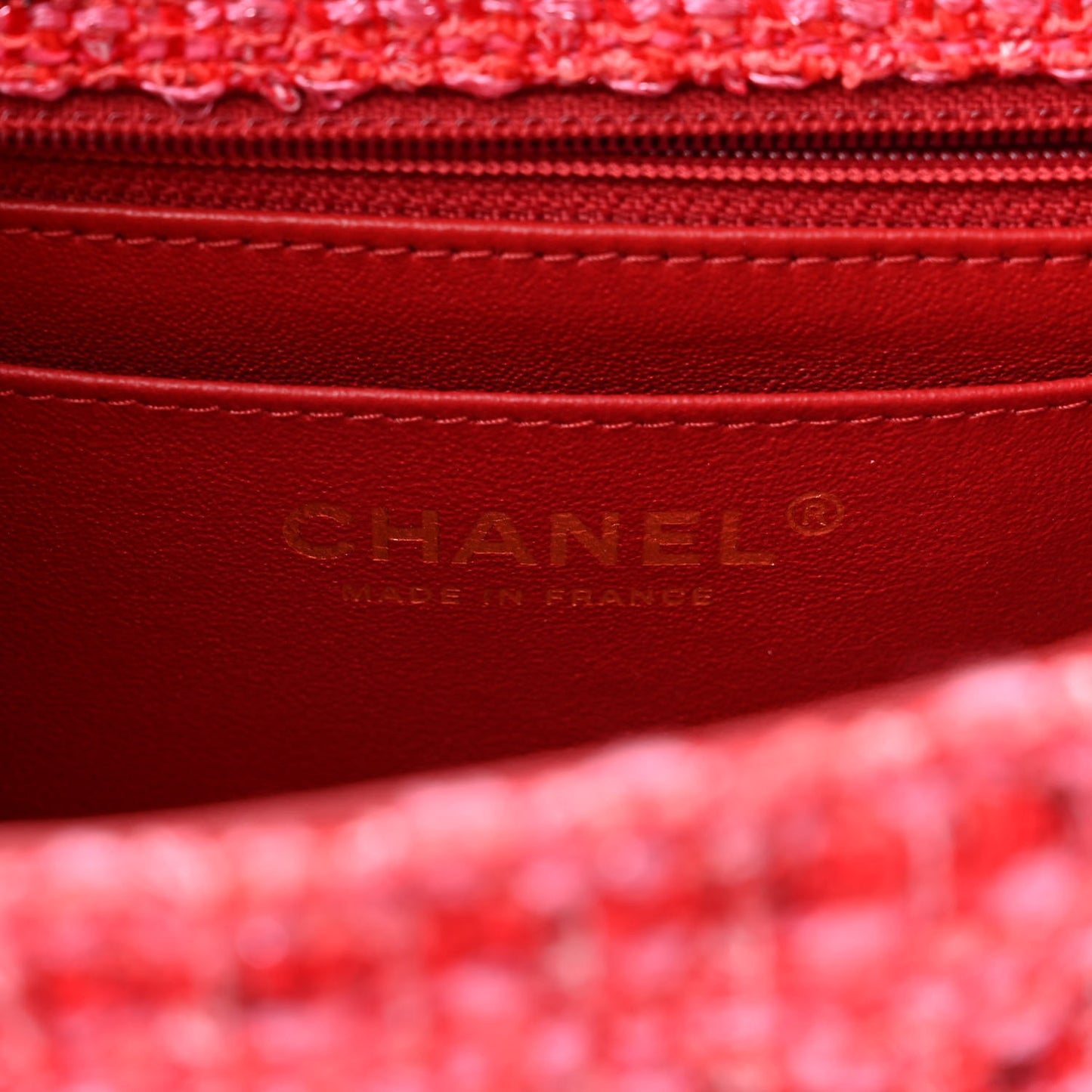 Tweed Quilted Mini 2.55 Reissue Flap Red Ecru Black