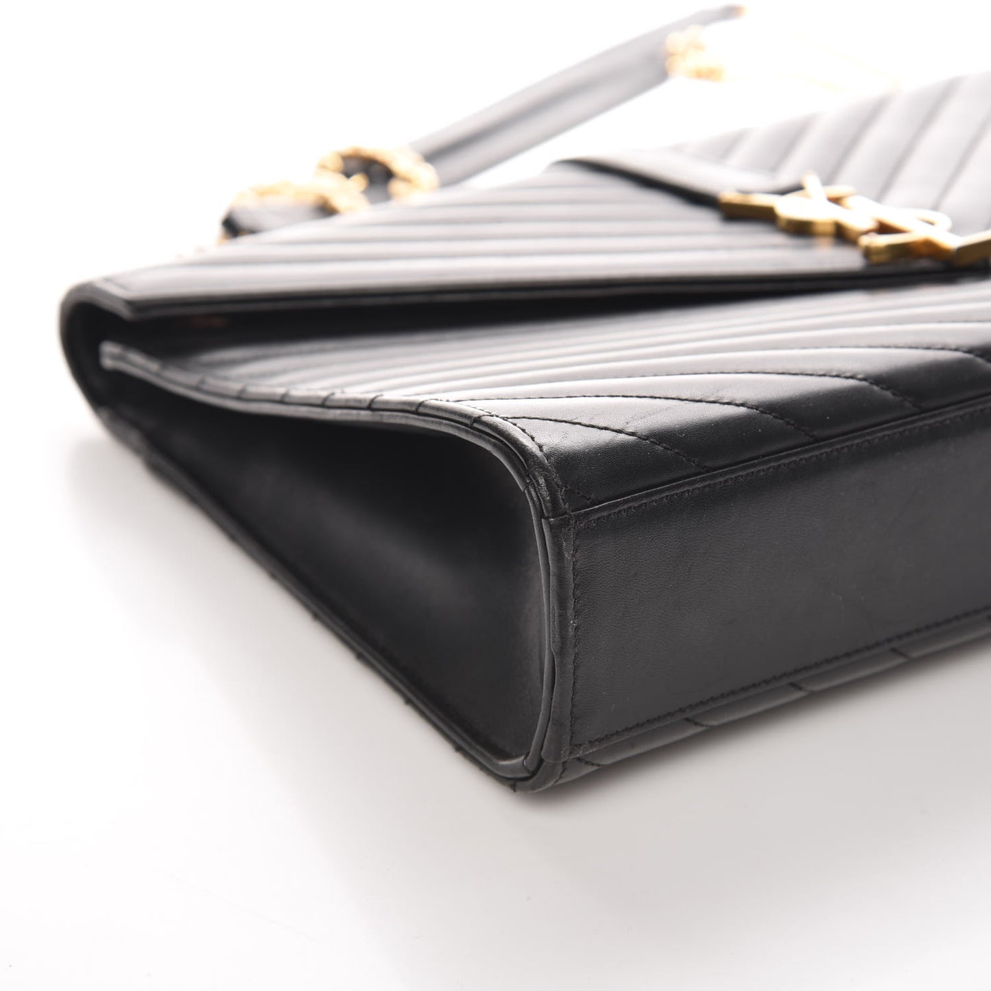 Smooth Calfskin Matelasse Chevron Large Monogram Satchel Black