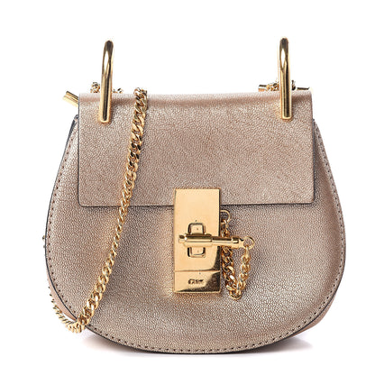 Chloe Metallic Goatskin Nano Drew Shoulder Bag Abstract Gold 1 of 7