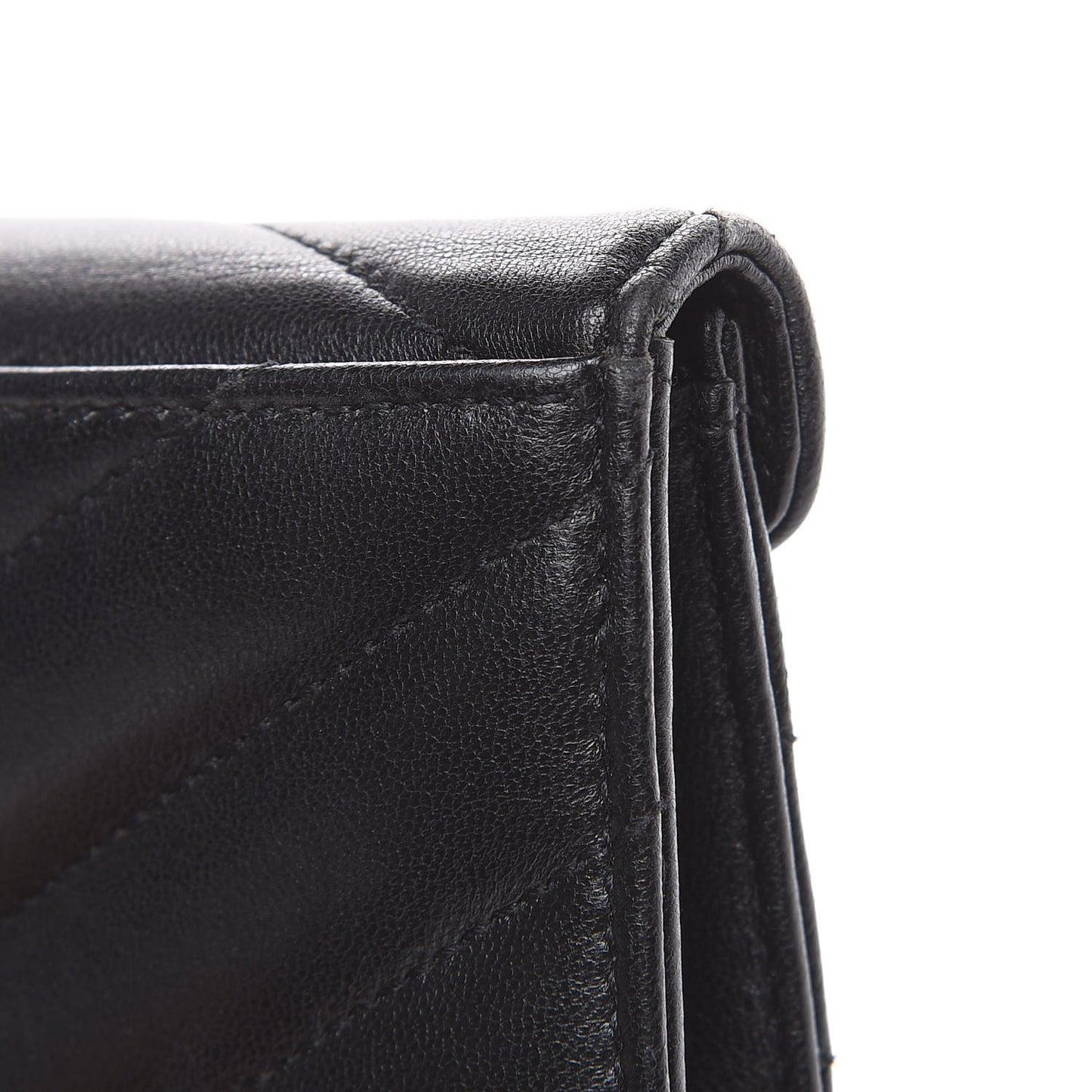Lambskin Y Quilted Monogram Small Loulou Envelope Wallet Black