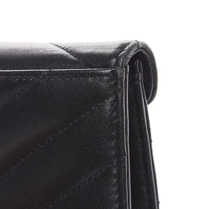 Saint Laurent Lambskin Y Quilted Monogram Small Loulou Envelope Wallet Black 12 of 14