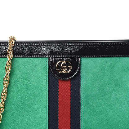 Gucci Suede Patent Web Medium Ophidia Chain Shoulder Bag New Shamarock Black 9 of 9