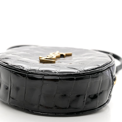 Saint Laurent Patent Crocodile Embossed Round Belt Bag Black 10 of 10