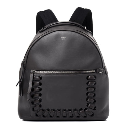 Fendi Vitello Dolce Lace Up Large Backpack Carbone 1 of 14