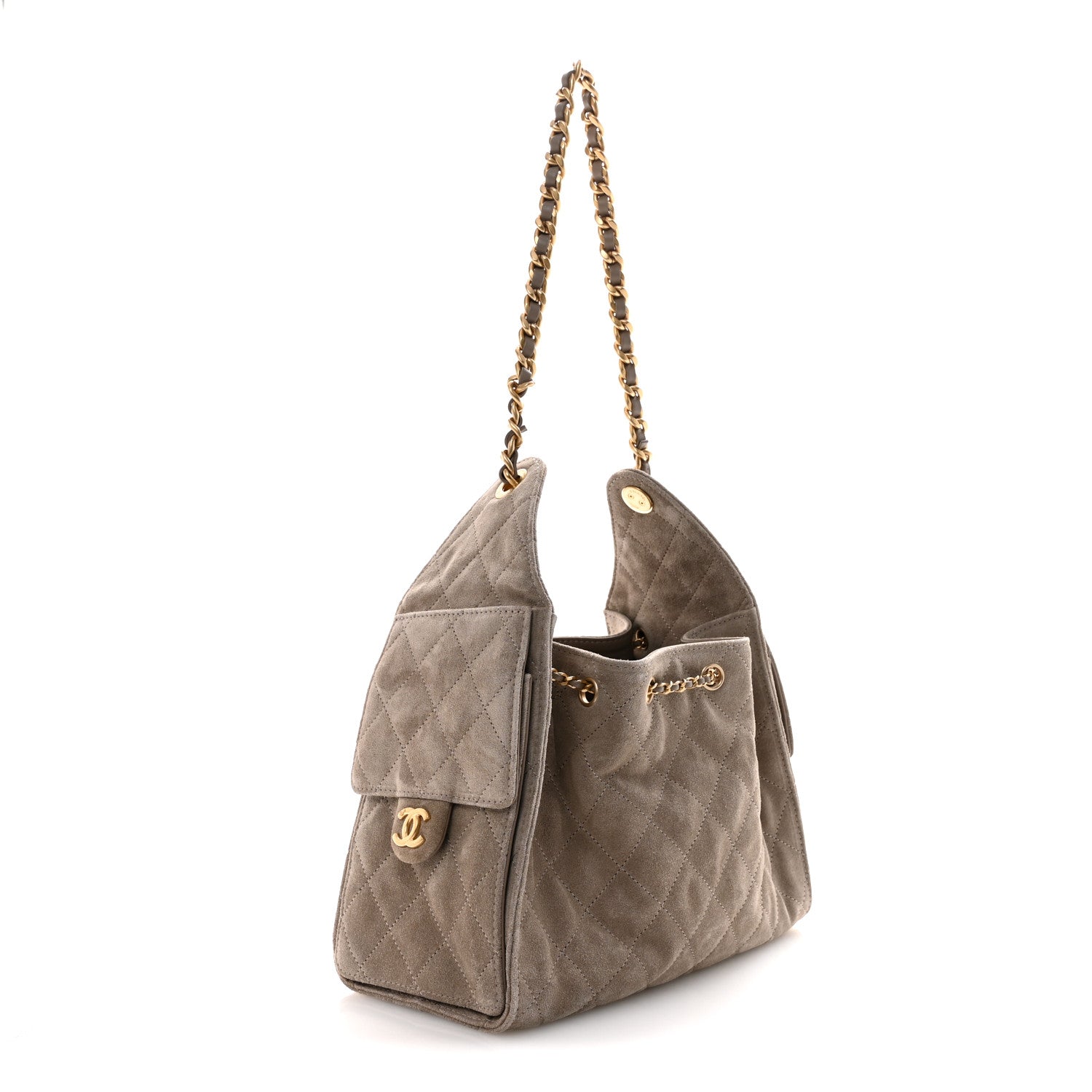 Chanel Suede Quilted Small Chanel 25 Handbag Dark Grey 3 of 12