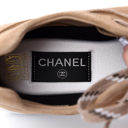 Chanel Suede Goatskin CC Sneakers 40.5 Dark Beige 8 of 10