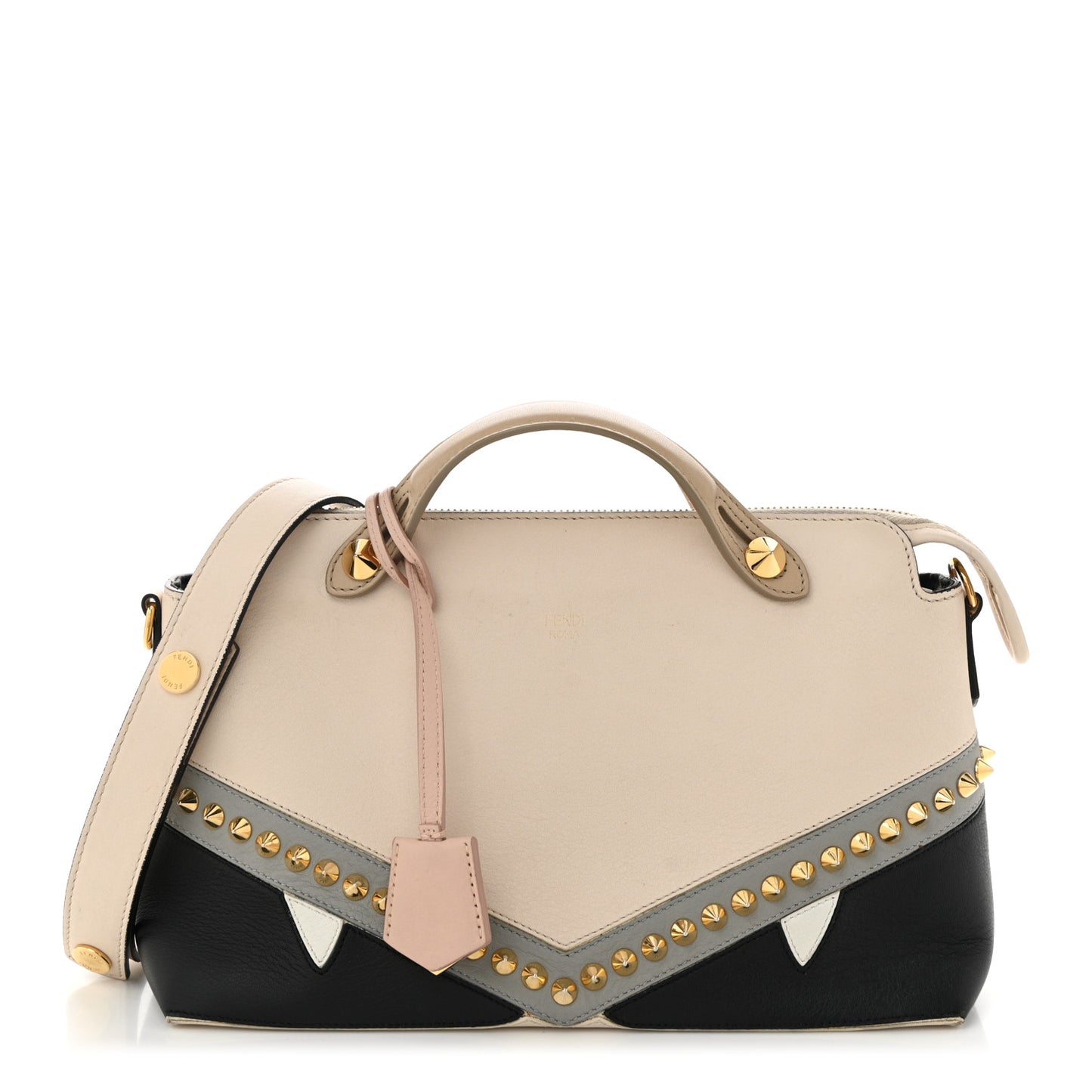 Vitello Dolce Monster Eyes Inlay Studded Medium By The Way Boston Bag Camelia Black Multicolor