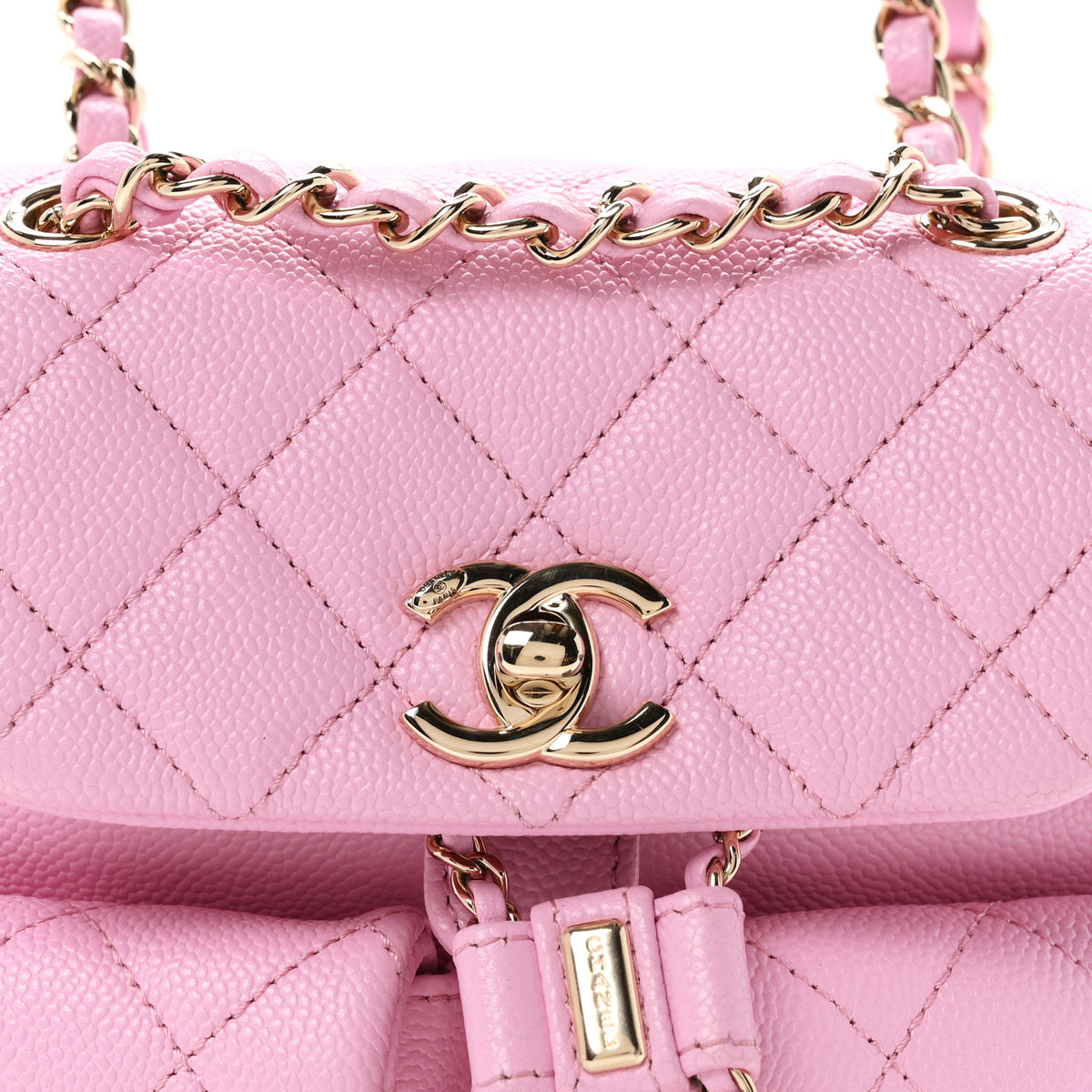 Chanel Shiny Caviar Quilted Small Duma Pockets Drawstring Backpack Lilac 15 of 19